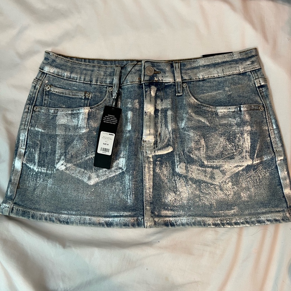 Fashion Nova micro Mini Skirt - silver